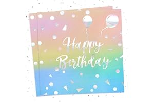 40Stück Servietten Geburtstag, Hakiwina Happy Birthday Servietten Rosa Pinke Einweg Papierserviette für Tischdeko Frau Mädchen Kinder Geburtstagsservietten 33 x 33cm Napkins Party Dek