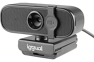 iggual Webcam para sobremesa o trípode WC1080 - Cámara 1080 p FullHD -Conexión USB- Enfoque Fijo -Campo visión 120º- Enchufar y Listo, sin Software -Pequeña y Ligera.(7,8x3,4x2,4 y 91 gr.)