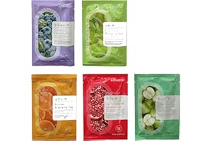 MUNDO AVIOS Pack de Mascarillas faciales con Fórmula Coreana, Hidratante, Brillo, Antiarrugas, Reparadora, Reafirmante, Antiedad, Refrescante, Kit de mascarilla facial para hombre y mujer. (Mix de 5)