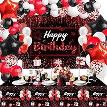 Decorazioni per feste di compleanno rosso nero, include fondale di ...