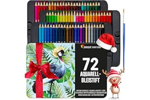 ‎ZENACOLOR Zenacolor Aquarellstifte set 72 Stifte Aquarell Malstifte für Erwachsene und Kinder Wasservermalbar - Watercolor Pencils Metal Case