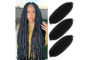 BLTYXT Springy Afro Twist Hair Soft Pre Separated Synthetic Marley Twist Hair Braiding for Locs Crochet Hair Extensions (24 Inch（Pack of 3）, 1B)