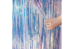 GREATRIL Rideau Anniversaire Irisé - Serpentins Fond Photobooth Métallique Frange Decoration Anniversaire Fête pour Kpop Congelé Sirène Fille Princesse Mer Fête