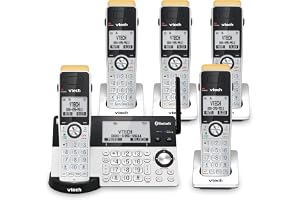 VTech IS8151-5 Super Long Range 5 Handset DECT Cordless Phone for Home with Answering Machine, 2300 ft Range, Call Blocking, Bluetooth, Headset Jack, Power Backup, Intercom, Expandable to 12 HS