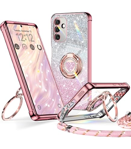 Coque Xiaomi Redmi Note 14 5G Avec Cordon Et Anneau Support – Motif Cœur Pailleté, Design Féminin Argenté