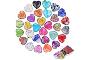 FIVAVA Edelsteine für Kinder 30 Stück Herz Stein,Bunte Glückssteine Heilsteine Kristalle Steine,Herzsteine Heilkristalle Edelstein Set für Meditation, Chakra, Energieausgleich,Dekorationen