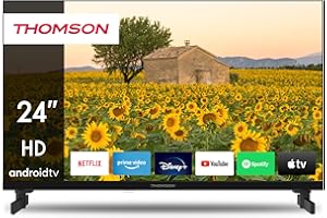 THOMSON 24 Pouces (60cm) HD Téléviseur - Smart Android TV (WLAN, Triple Tuner DVB-C/S2/T2, Google Assistant, Youtube, Netflix, DAZN, Prime Video, Disney+) - 24HA2S13-2023