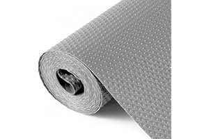 Hersvin 30cmx300cm Plastico Protector para Cocina Cajones, Alfombras Non Adhesivo para Nevera Mueble Fregadero Estante Organizador Cubiertos EVA Cubre Encimera(Gris Claro/Punto)