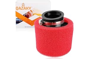 QAZAKY 45mm 1.77inch Red Angled Double Foam Pod Performance Air Filter Cleaner for 50cc-90cc 110cc 125cc 150cc 200cc 250cc GY6 Motorcycle ATV Scooter Quad Go Kart Moped Pit Dirt Racing Bike 44mm 45mm