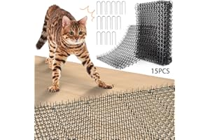 MEISHANG Pinchos Anti Gatos, 15 Piezas Alfombrilla Repelente para Gatos, Barandilla para Jardin de Plástico, Tiras para Proteger Las Plantas.