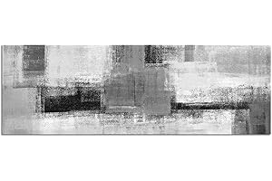 PAUL SINUS ART Photo sur toile panoramique Noir/blanc 150 x 50 cm Peinture artistique abstraite Gris Jaune Blanc