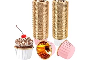 Towviy 100 Pezzi Pirottini di Carta per Muffin e Cupcake - Grandi Teglie da Forno Monouso per Budini Fai da Te - Bianco e Rosa