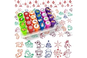 QIMMU Stempel Kinder 24 Stück,Stempel Weihnachten Kinder,Stempelset kinder,Stempel Weihnachten,Kinderstempel Weihnachten für Weihnachtsparty