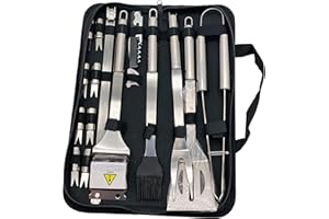Masters & Burrell BBQ Grill Tool Set with Carry Case, Stainless Steel Barbecue Accessories with Storage Bag, Complete Premium Outdoor BBQ Utensil Set (BBQ Set)