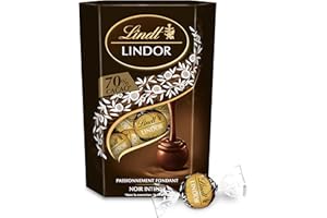 Lindt - Cornet LINDOR - Chocolat Noir 70% Cacao - Cœur Fondant, 200g