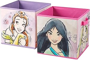 Idea Nuova Disney Princess Collapsible Storage Cubes, Set of 2, 10"x10"