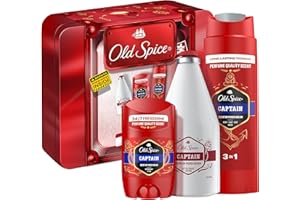 ‎OLD SPICE Old Spice Tin Box Geschenkset mit Captain Deostick, Duschgel und Aftershave-Lotion, langanhaltender Duft in Parfumqualität