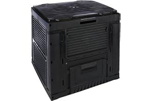 Keter- Compostador con Base 470L, Gris Oscuro, 79 x 79 x 79 cm, Abono, Compost, Compostaje