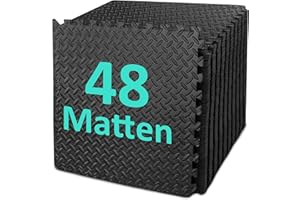 ‎BEAUTYOVO Bodenschutzmatte Fitness Set [61 x 61cm], 12/24/48 Puzzlematte, EVA Sportmatte Fitnessmatte Rutschfest, Gymnastikmatte Dicke 10mm, Bodenmatte für Fitnessgerät&Fitnessraum