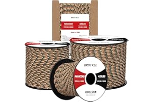 Brotree 3mm Paracord 425 100% Nylon 30M Rope 3 Strands Type II Parachute Cord for Outdoor, Craft, DIY - 192kg Breaking Load (Hidden Camo)