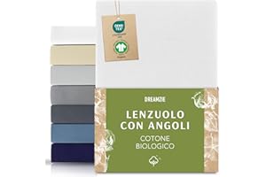 Dreamzie Lenzuolo Singolo Con Angoli Organico Cotone 80x160 cm - Bianco - Certificato senza Prodotti Chimici (Oeko TEX)