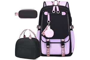 Bevalsa Plecak szkolny dla dziewcząt, plecak z pudełkiem na lunch, torba na książki dla dzieci, uczniów szkół podstawowych i średnich