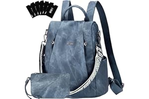 Eshow Zaino Donna Antifurto e Pochette Donna, Zainetto Impermeabile in Pelle Vegana, Borsa Casual ed Moda per Viaggio Scuola Lavoro Shopping e Università