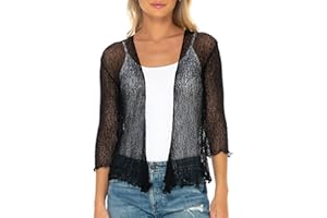 SHU-SHI - Ladies Tie Down Bolero Cardigan - Transparent - Lightweight Knit Material