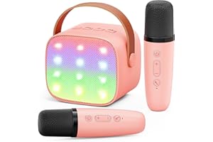 Maszyna do karaoke dla dzieci mini maszyna do karaoke, 2 mikrofony Ankuka maszyna do karaoke dla dzieci i dorosłych, magiczne efekty głosowe i światło LED, zabawka dla dziewczynek w wieku 3-12 lat,