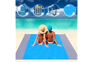 NINGESHOP Tapis de Plage Anti Sable, 200 x 210 cm, Imperméable, Ultra Légère, Couverture Anti-Sable Portable, Résistante, pour Plage, Camping, Randonnée