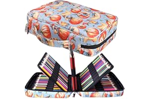 JAKAGO Astuccio per matite da disegno,astucci di grande capacità per contenere 220 matite colorate,borsa per cancelleria impermeabile per pittura portatile,ottimo regalo per studenti artisti (Pumpkin)