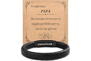 CheersLife Bracciale per Papà,Regalo per la Festa del Papà,Regali Braccialetto per Papà,Regalo padre,Bracciale In Pelle Intrecciata con Incisione Laser, Regalo di Compleanno per Papà