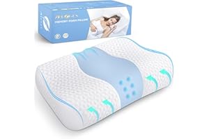 Zibroges Nackenkissen Kopfkissen Memory Foam Kissen, Komfortables Nackendesign Schlafkissen Ideal für Seitenschläfer/Rückenschläfer/Bauchschläfer, Waschbarer Kissenbezug, 60x40cm