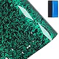 NewL Forged Carbon Fiber Gloss Green Vinyl Wrap Sticker Free Bubble Air Release DIY Decal Car Auto Vehicle Morotcycle Self Adhesive (30cm x 100cm)