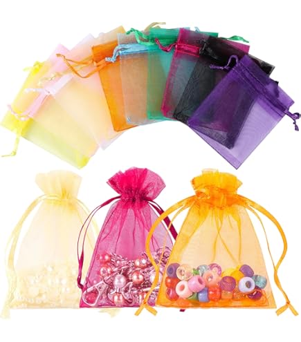 jijAcraft 100 STKS Kerst Organza Zakken: 7x9CM Rode Sneeuwvlok Organza Geschenkzakjes, Kleine Kerst Trekkoord Gunst Zakken voor Cadeaus, Snoep, Xmas Party Decoratie