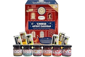 TOPLINE Cheese & Chutney Christmas Hamper Set - Ilchester 24 Days Cheese Advent Calendar 2025 & Selection of 6 Chutneys. Christmas Gifts for Women, Hampers, Mens Gifts