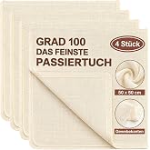 4 Pieces Reusable Filter Cloths, Muslin Cloths for Cooking | 50 x 50 cm Cotton Cheese Cloth, Cotton Filter for Straining Almo