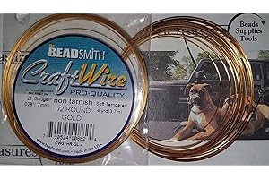 THE BEADSMITH Fil perle de création demi rond plaqué or calibre 21 (3,6 m)
