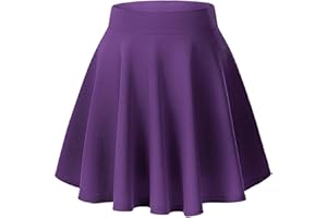 EXCHIC Damska podstawowa rozszerzona na co dzień rozciągliwa spódnica mini spódnice łyżwiarskie