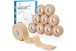 ‎YANGTSUNG YANGTSUNG 9 Rollen selbstklebende elastische Bandage, 2,5 cm x 4,5 m, wiederverwendbare kohäsive Fixierbinde, atmungsaktiv, wasserdicht, Sportbandage für Handgelenk, Knöchel, Tierbandage für Pferde