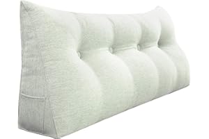 ‎BNCKTRD BNCKTRD Keilförmiger Kopfkissen Schlafzimmer Lesekissen Rückenstütze beim Sitzen im Bett Ergonomisches Lumbarkissen Körperpositionierung Bettkissen Leinen Bezug 140cm Elfenbein
