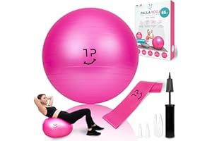 Tre Puri® Palla Fitness, Palla per Pilates – 55 CM Fitball con Yoga Accessori Marchio ITALIANO – Utile per fare ginnastica e gravidanza - OMAGGIO fascia elastica ed E-book (CONSIGLI PER TE)