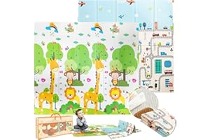 EveryKip® Alfombra Bebe Acolchada Plegable 120x120 (1,5Cm Grosor)| Doble Cara Colchoneta Suelo Muy Acolchada | Manta Juegos Infantil Bebé (Bosque/Carretera)