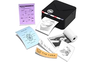 ‎PHOMEMO Phomemo M02S 300 DPI Thermodrucker, Taschendrucker Mini Drucker für Handy, Kompatibel mit 15, 25, 53 mm Papier, ideal für Studium, Scrapbooking, Fotos, Geschenke (Schwarz)