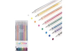 SMOOTHERPRO Juego de 8 Bolígrafos de gel metálicos de 1,0 mm con purpurina, para libros para colorear, tarjetas, manualidades, escritura de larga duración, 8 colores (SC623-8)