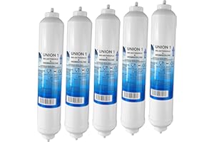 UNIONFILTER UN-5. 5er Pack UNION Kühlschrankfilter für Kühlschrank Samsung, AEG, LG, Side by Side. Wasserfilter extern. Schlauch Anschluss ist fest integriert.