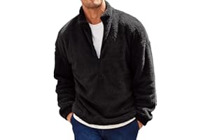 Runcati Herren Plüsch Pullover 1/4 Zip Teddy-Fleece Sweatshirt Fuzzy Sherpa Oberteile Leichte Casual Basic Pulli Tops Herbst Winter