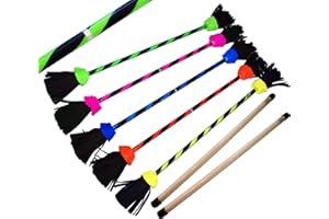 ‎FLAMES 'N GAMES Flash Pro Flowerstick Set! Suprime Qualität, Fiberglasstock, Silicone Grip, Wildlederfransen, Befestigungsgurt. Flames N Games Devilsticks für Anfänger und Profis. (Blau)