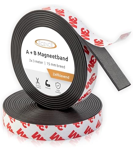 Magneettape 20mm v.v. dubbelzijdig plakband. Lengte 1 meter Magneettape 20mm v.v. dubbelzijdig plakband. Lengte 1 meter