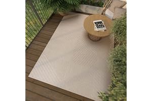 Mazovia Tapis in- & Exterieur - Grand Tapis de Terrasse, Balcon Rug Moderne Exterieur - Tapis D’Exterieur Ter-rasse Grande Taille - Résistant Aux Intempéries - Géométrique - Beige Crème 160x230 cm